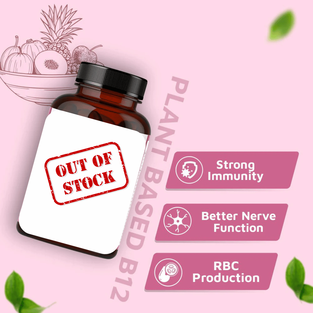 True Herb Organics Plant Based Vitamin B12 | With B1, B2, B3, B5, B6, B9, B12 | Better Brain & Cognitive Functioning | 60 Capsules